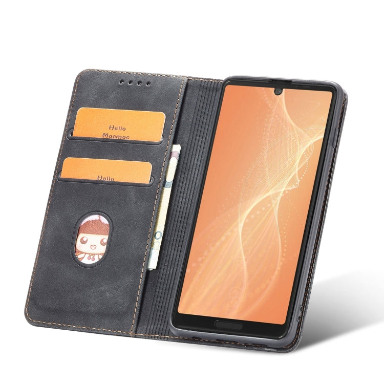 For Sharp Aquos Sense 4 5G Magnetic Dual-fold Leather Phone Case