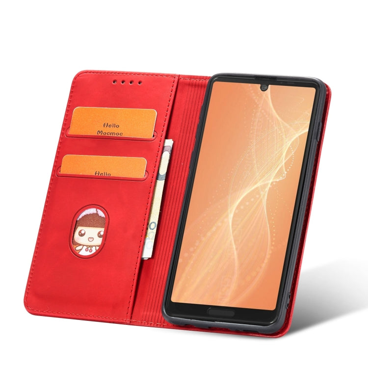 For Sharp Aquos Sense 4 5G Magnetic Dual-fold Leather Phone Case