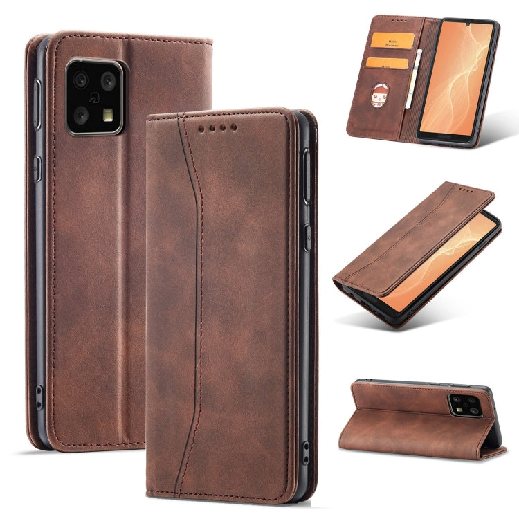 For Sharp Aquos Sense 4 5G Magnetic Dual-fold Leather Phone Case
