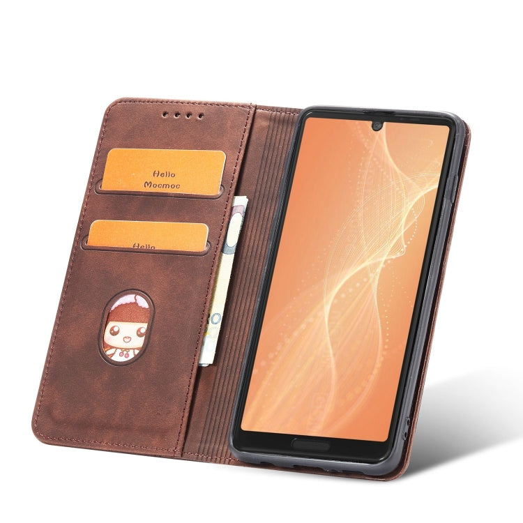 For Sharp Aquos Sense 4 5G Magnetic Dual-fold Leather Phone Case
