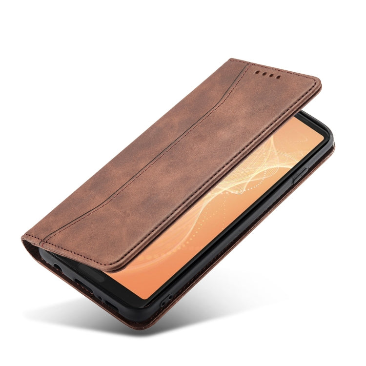 For Sharp Aquos Sense 4 5G Magnetic Dual-fold Leather Phone Case