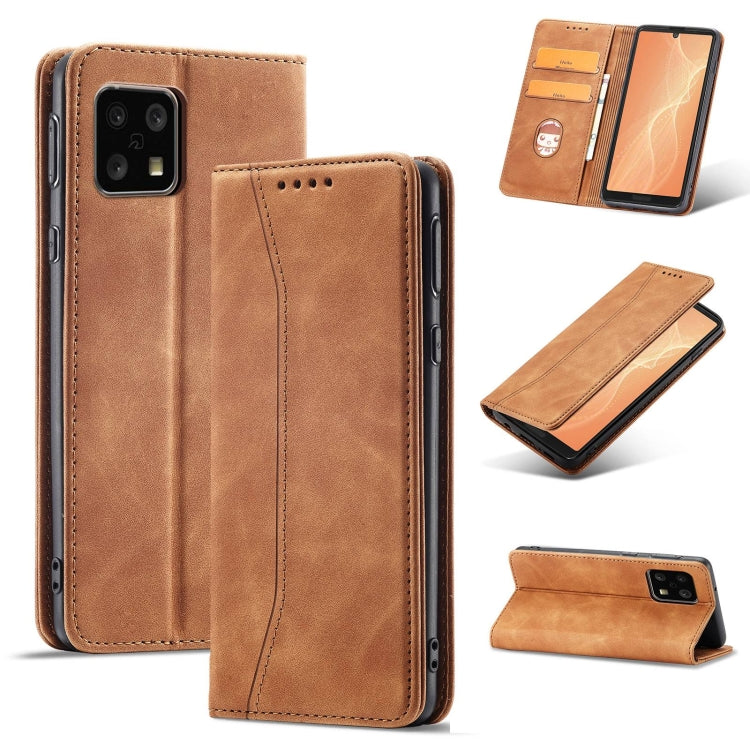 For Sharp Aquos Sense 4 5G Magnetic Dual-fold Leather Phone Case
