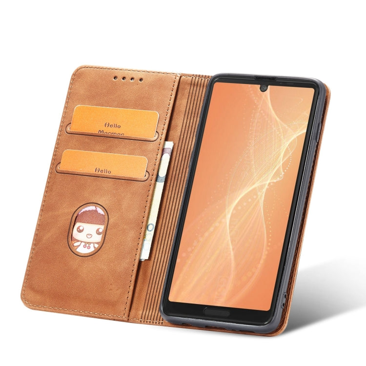 For Sharp Aquos Sense 4 5G Magnetic Dual-fold Leather Phone Case