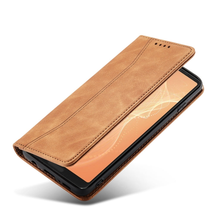 For Sharp Aquos Sense 4 5G Magnetic Dual-fold Leather Phone Case