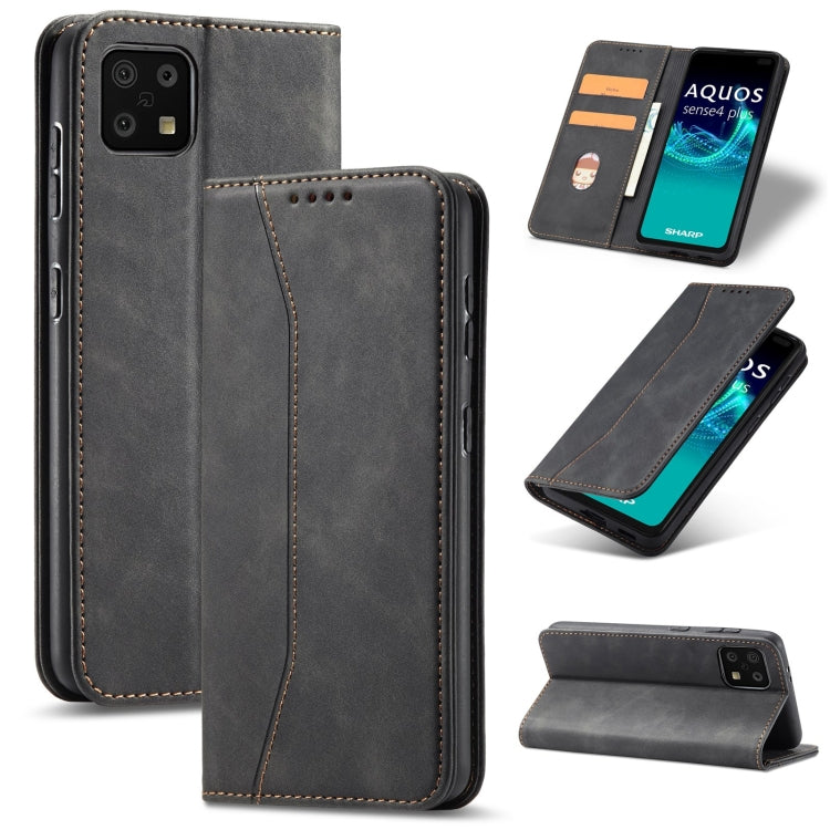 For Sharp Aquos Sense 6 Magnetic Dual-fold Leather Phone Case