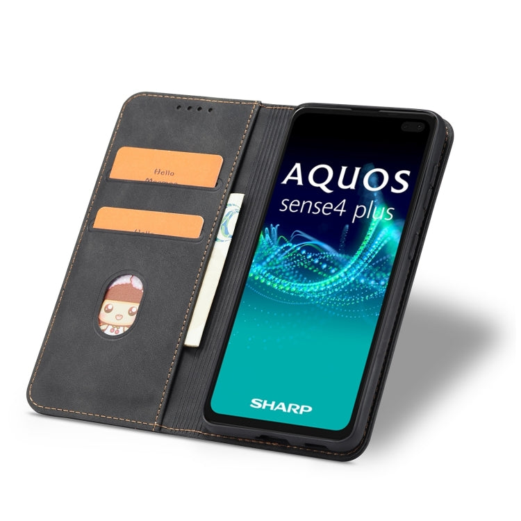 For Sharp Aquos Sense 6 Magnetic Dual-fold Leather Phone Case