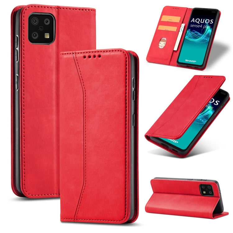 For Sharp Aquos Sense 6 Magnetic Dual-fold Leather Phone Case