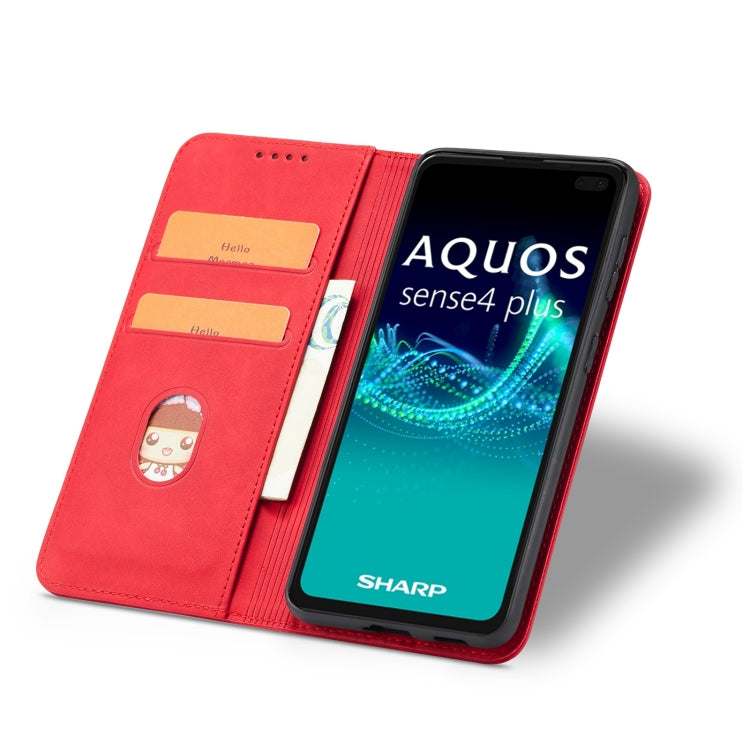 For Sharp Aquos Sense 6 Magnetic Dual-fold Leather Phone Case