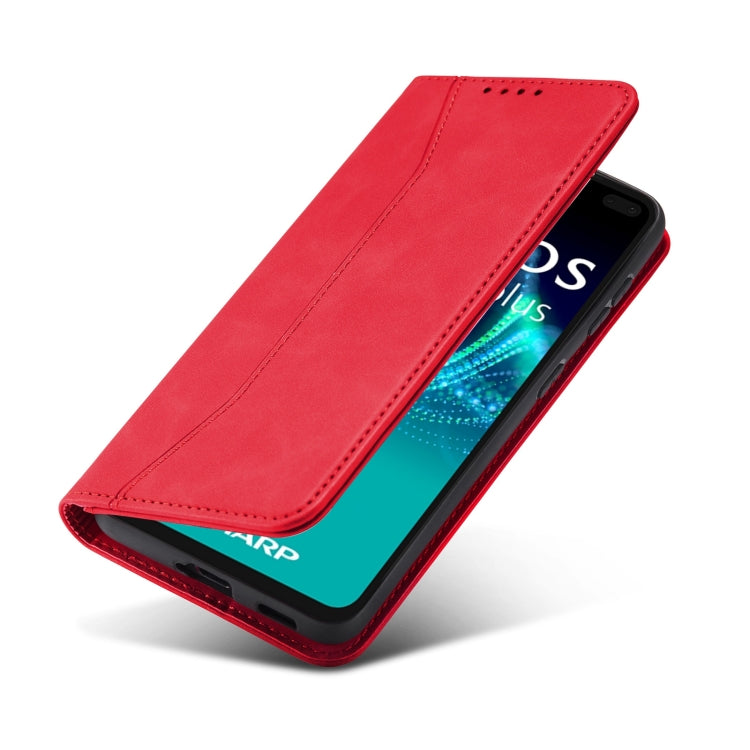 For Sharp Aquos Sense 6 Magnetic Dual-fold Leather Phone Case