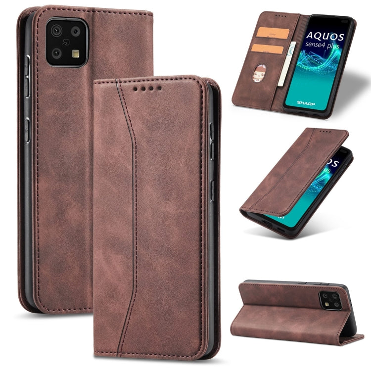 For Sharp Aquos Sense 6 Magnetic Dual-fold Leather Phone Case