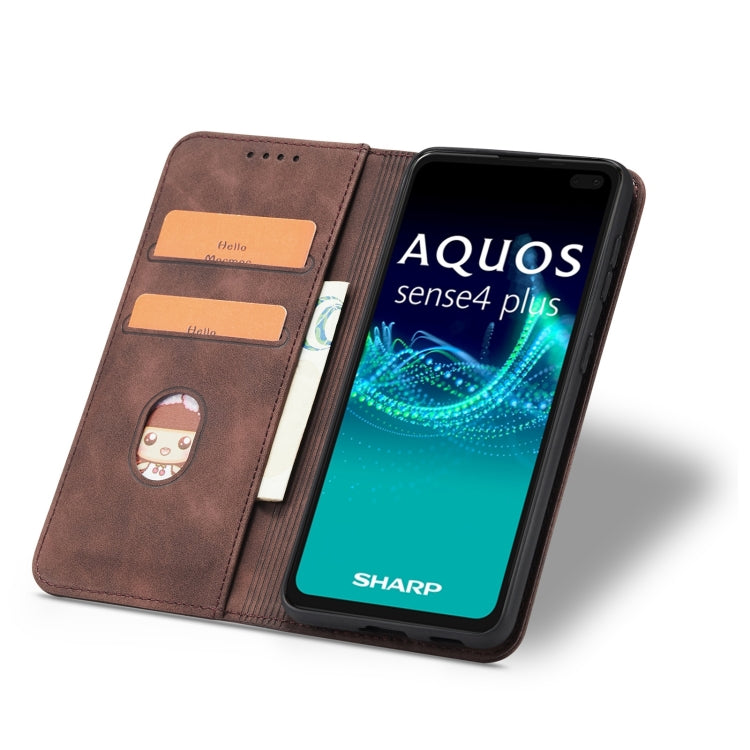 For Sharp Aquos Sense 6 Magnetic Dual-fold Leather Phone Case