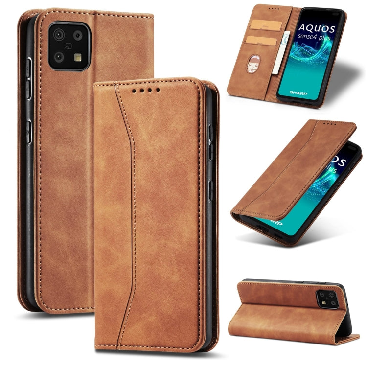 For Sharp Aquos Sense 6 Magnetic Dual-fold Leather Phone Case