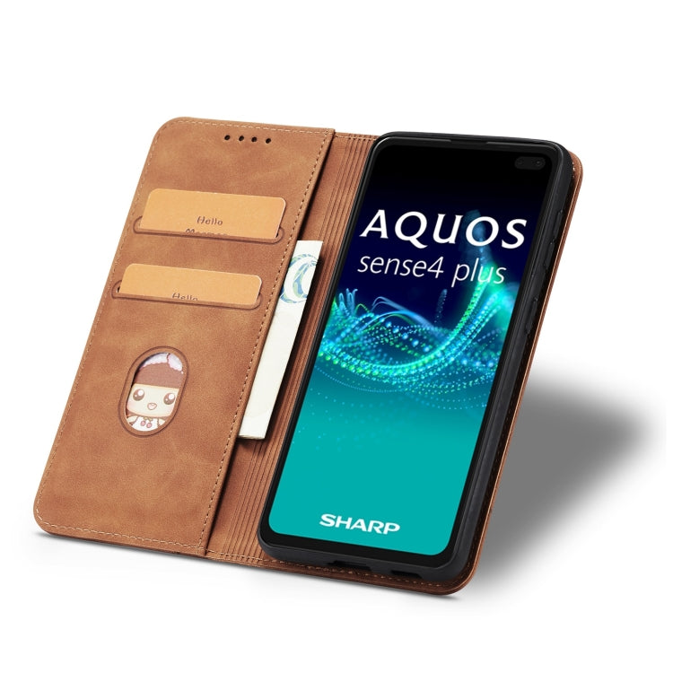 For Sharp Aquos Sense 6 Magnetic Dual-fold Leather Phone Case