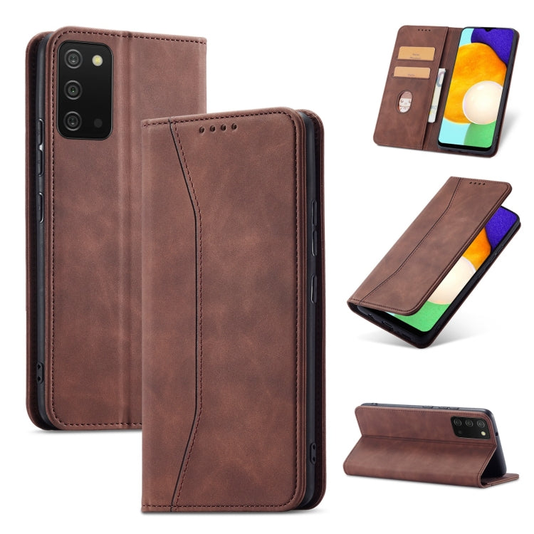 For Samsung Galaxy A03s 166mm Magnetic Dual-fold Leather Phone Case
