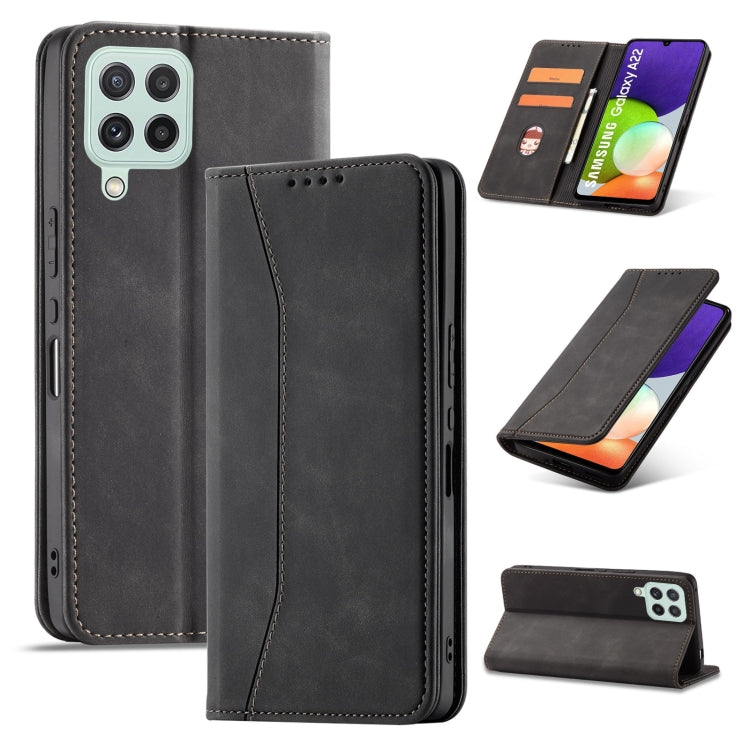 For Samsung Galaxy A22 4G Magnetic Dual-fold Leather Phone Case