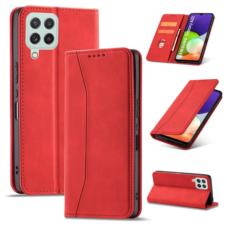 For Samsung Galaxy A22 4G Magnetic Dual-fold Leather Phone Case