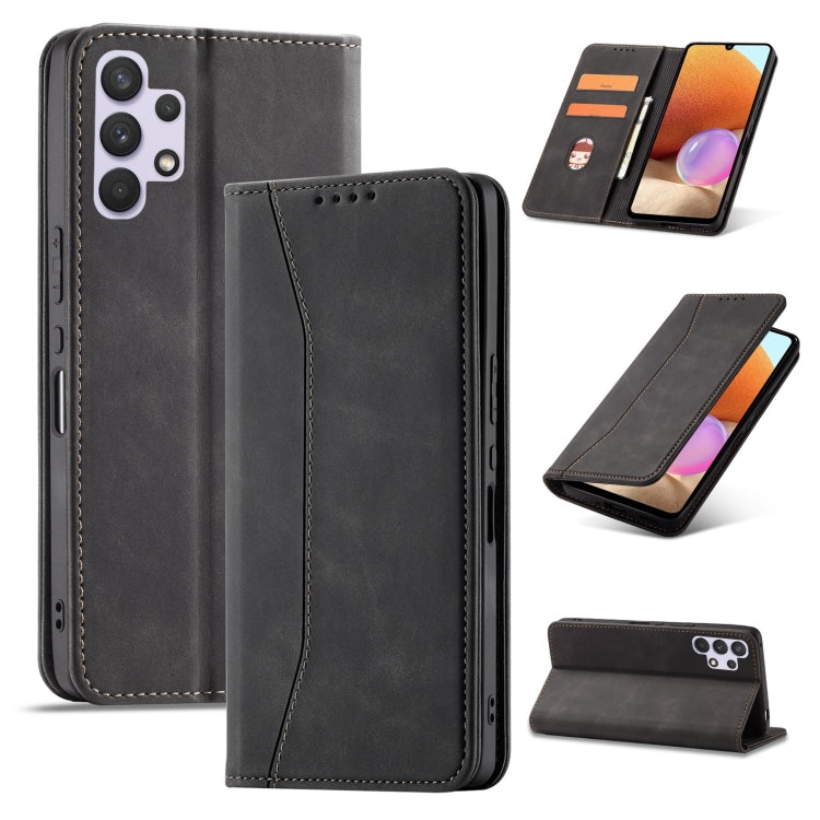 For Samsung Galaxy A32 4G Magnetic Dual-fold Leather Phone Case