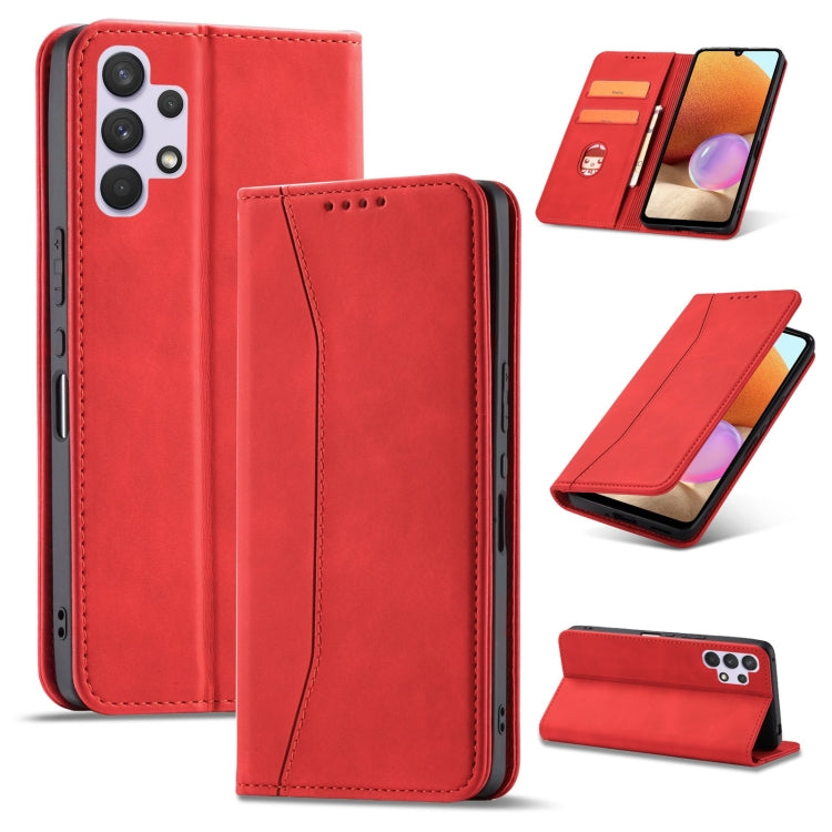 For Samsung Galaxy A32 4G Magnetic Dual-fold Leather Phone Case