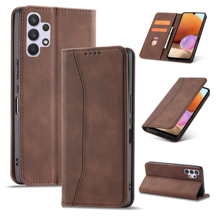 For Samsung Galaxy A32 4G Magnetic Dual-fold Leather Phone Case