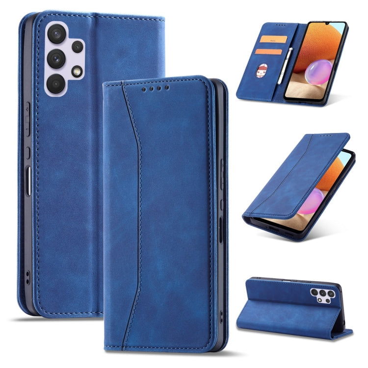 For Samsung Galaxy A32 4G Magnetic Dual-fold Leather Phone Case