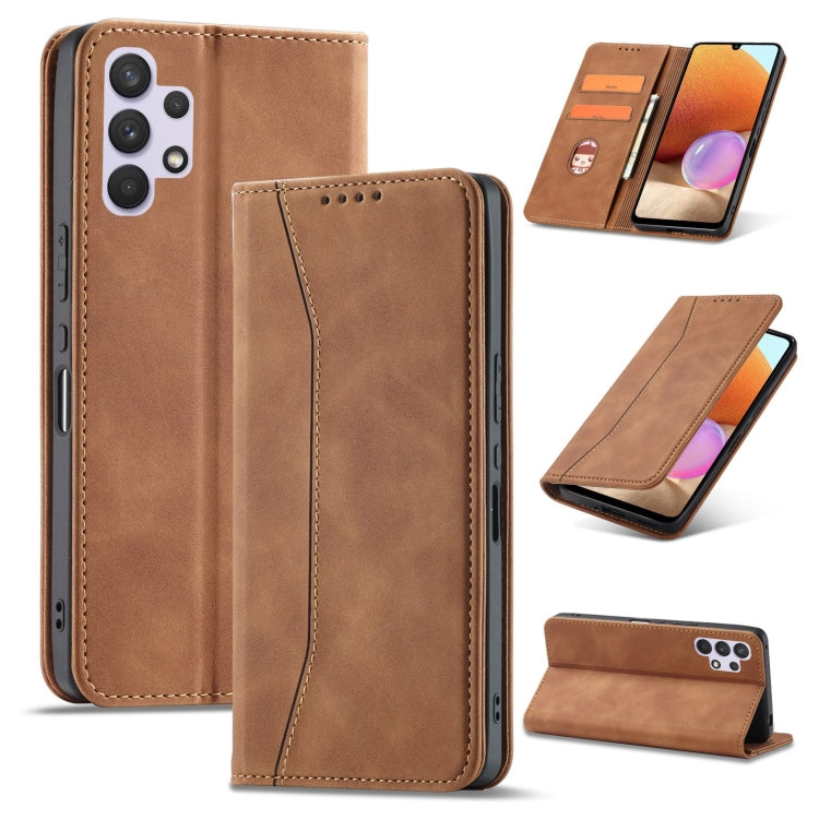For Samsung Galaxy A32 4G Magnetic Dual-fold Leather Phone Case