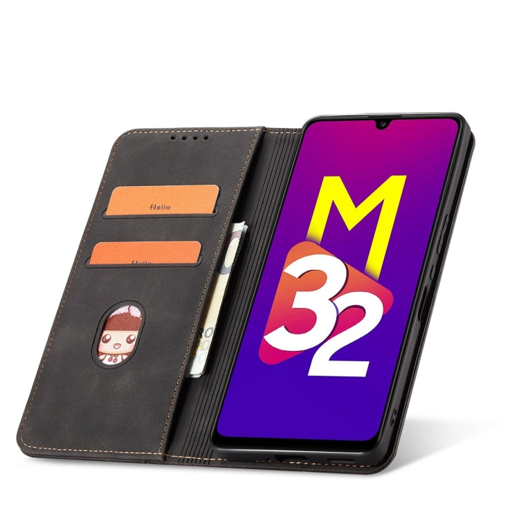 For Samsung Galaxy M32 4G Magnetic Dual-fold Leather Phone Case