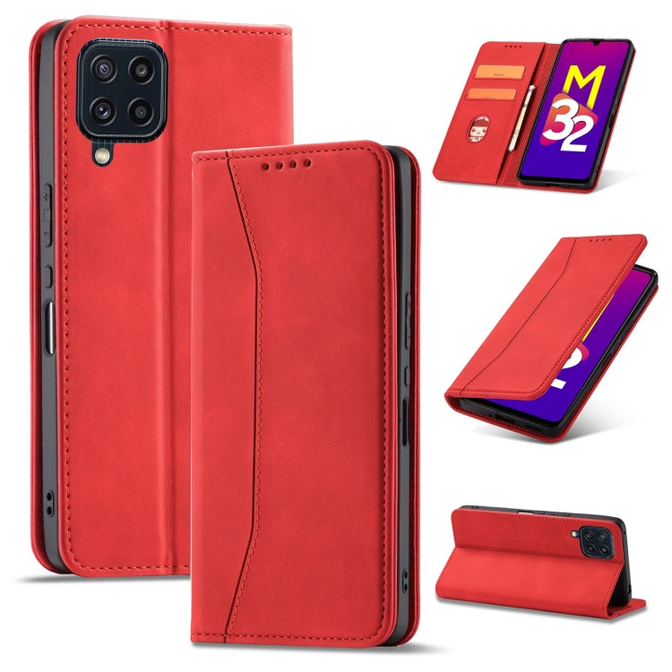 For Samsung Galaxy M32 4G Magnetic Dual-fold Leather Phone Case