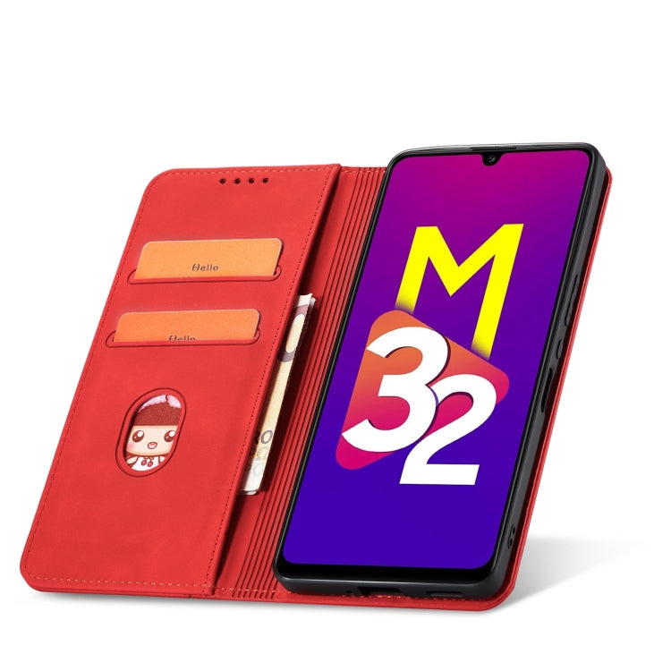 For Samsung Galaxy M32 4G Magnetic Dual-fold Leather Phone Case