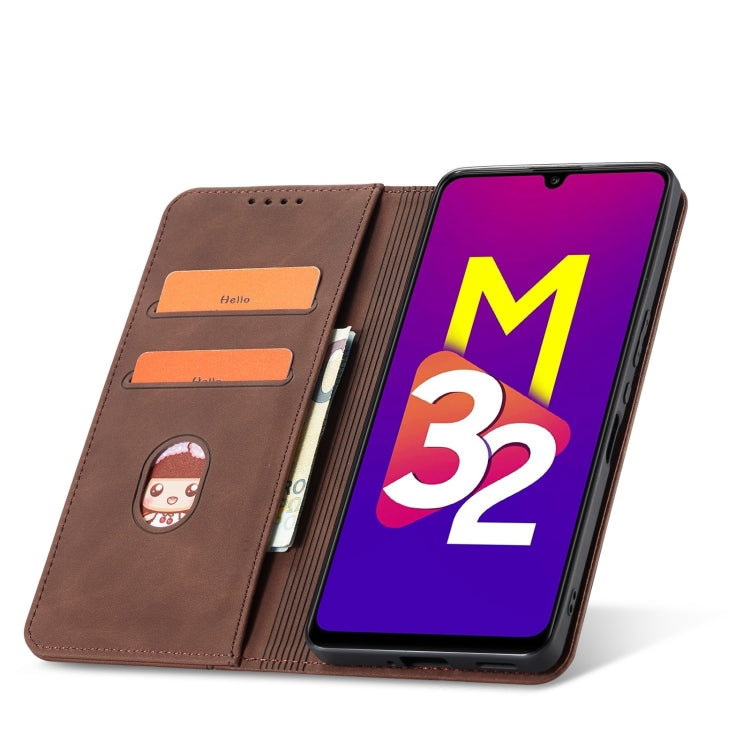 For Samsung Galaxy M32 4G Magnetic Dual-fold Leather Phone Case