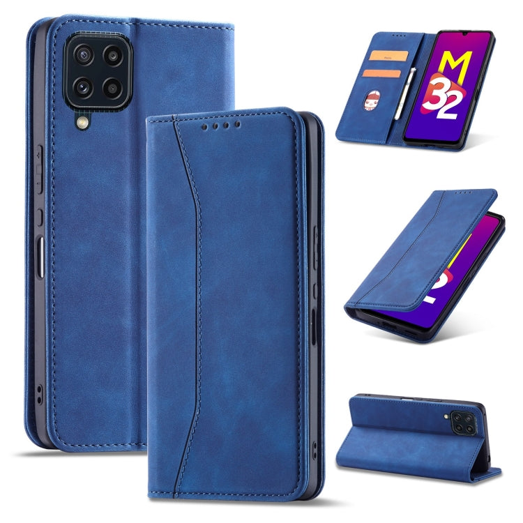 For Samsung Galaxy M32 4G Magnetic Dual-fold Leather Phone Case