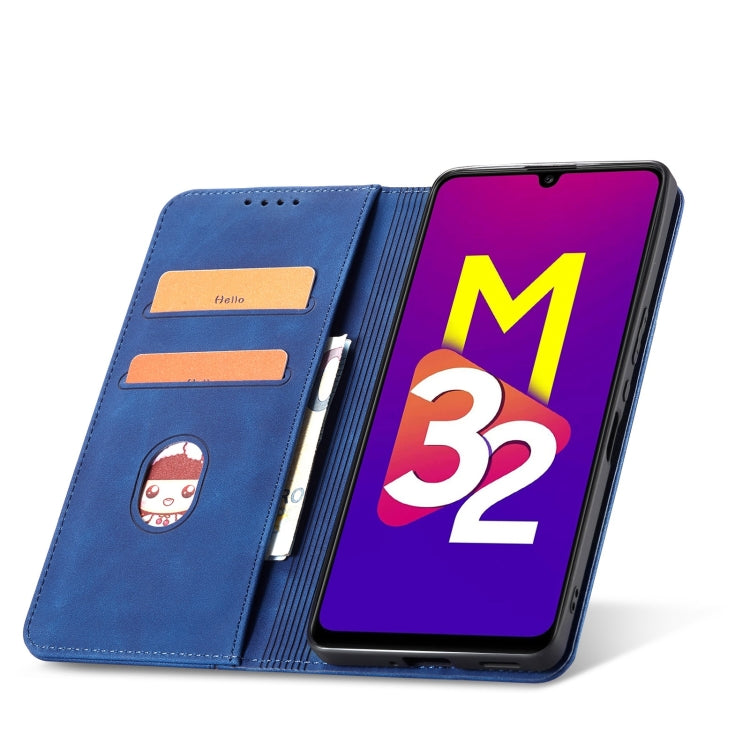 For Samsung Galaxy M32 4G Magnetic Dual-fold Leather Phone Case