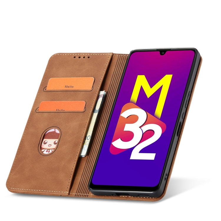 For Samsung Galaxy M32 4G Magnetic Dual-fold Leather Phone Case