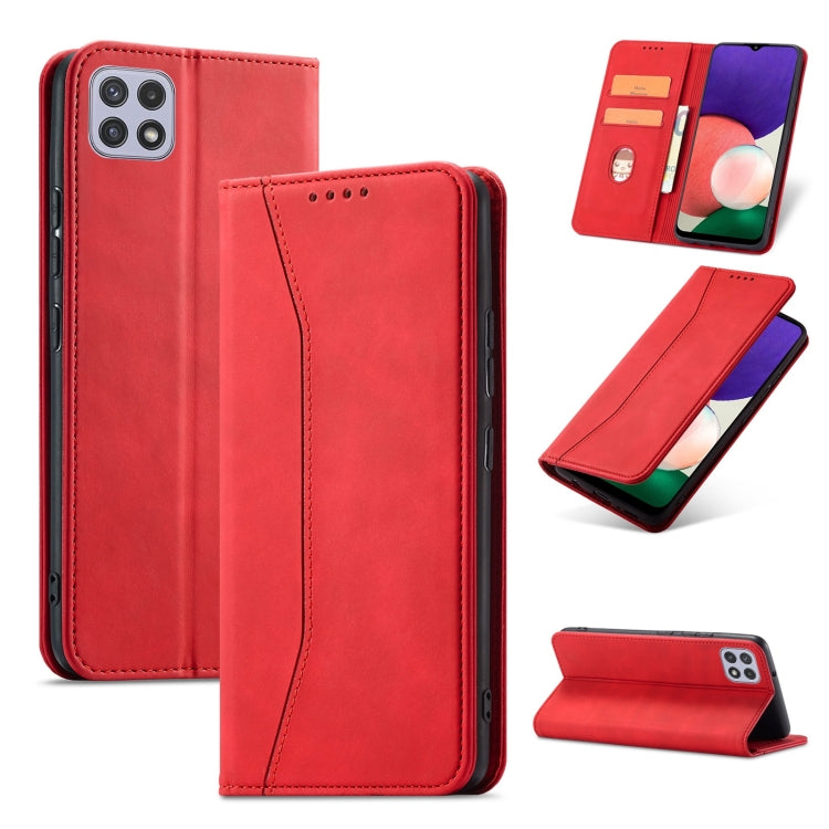 For Samsung Galaxy A22 5G Magnetic Dual-fold Leather Phone Case