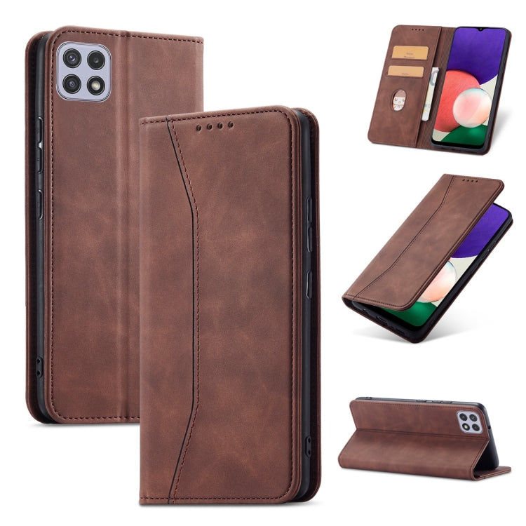 For Samsung Galaxy A22 5G Magnetic Dual-fold Leather Phone Case