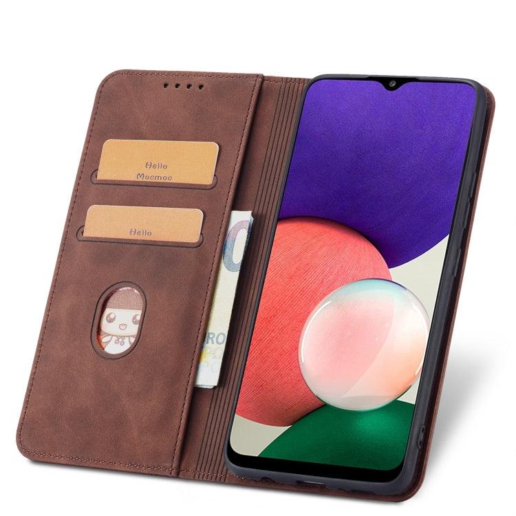 For Samsung Galaxy A22 5G Magnetic Dual-fold Leather Phone Case