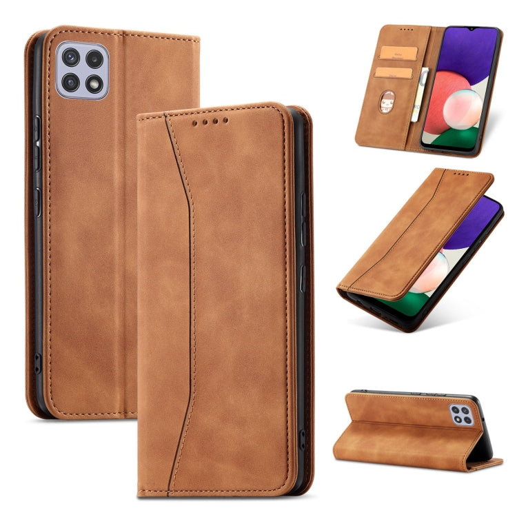 For Samsung Galaxy A22 5G Magnetic Dual-fold Leather Phone Case