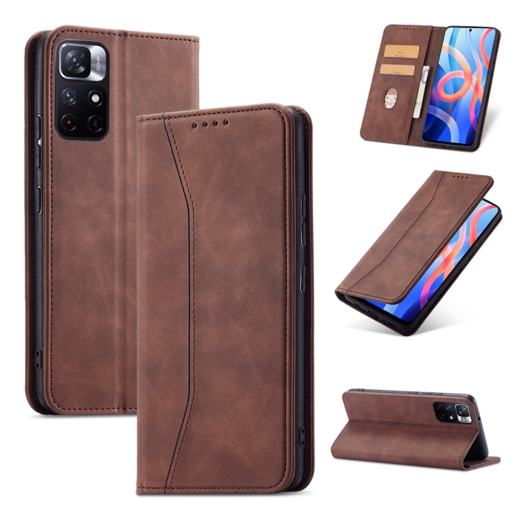 For Xiaomi Redmi Note 11 5G Magnetic Dual-fold Leather Phone Case