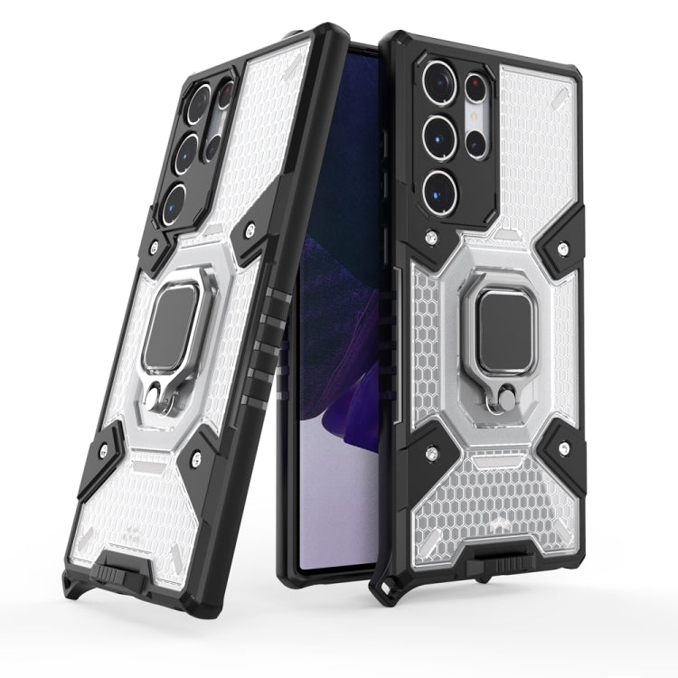 For Samsung Galaxy S22 Ultra 5G Space PC+TPU Ring Holder Protective Phone Case