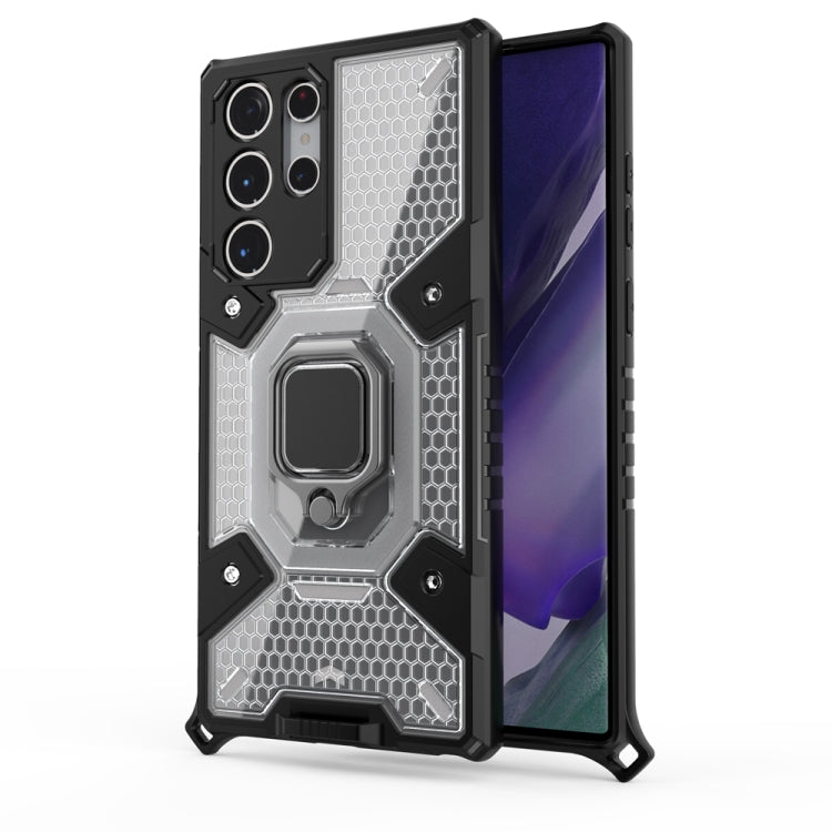 For Samsung Galaxy S22 Ultra 5G Space PC+TPU Ring Holder Protective Phone Case