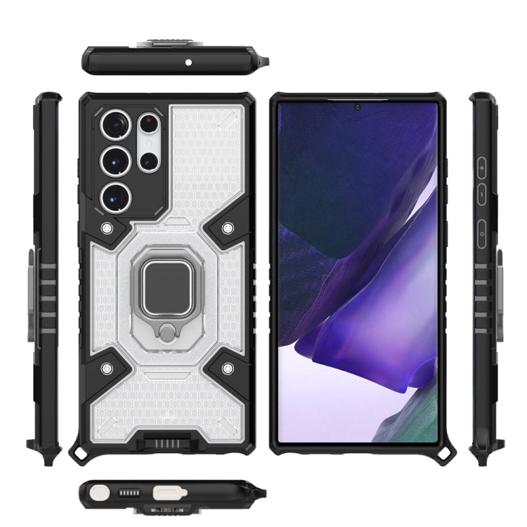 For Samsung Galaxy S22 Ultra 5G Space PC+TPU Ring Holder Protective Phone Case