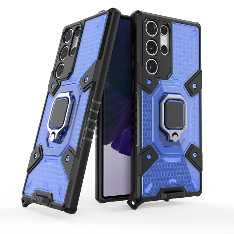 For Samsung Galaxy S22 Ultra 5G Space PC+TPU Ring Holder Protective Phone Case