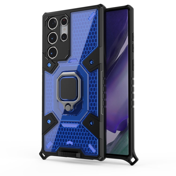 For Samsung Galaxy S22 Ultra 5G Space PC+TPU Ring Holder Protective Phone Case