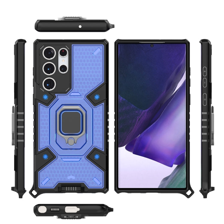 For Samsung Galaxy S22 Ultra 5G Space PC+TPU Ring Holder Protective Phone Case