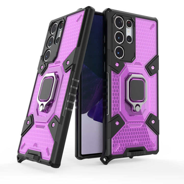 For Samsung Galaxy S22 Ultra 5G Space PC+TPU Ring Holder Protective Phone Case