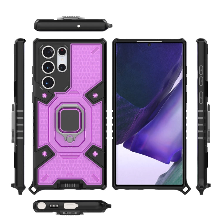 For Samsung Galaxy S22 Ultra 5G Space PC+TPU Ring Holder Protective Phone Case