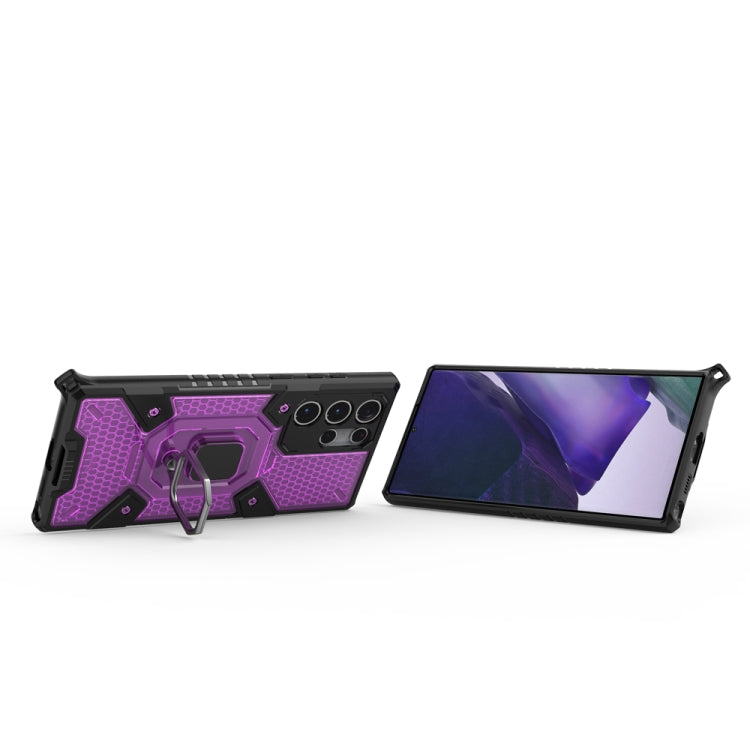 For Samsung Galaxy S22 Ultra 5G Space PC+TPU Ring Holder Protective Phone Case