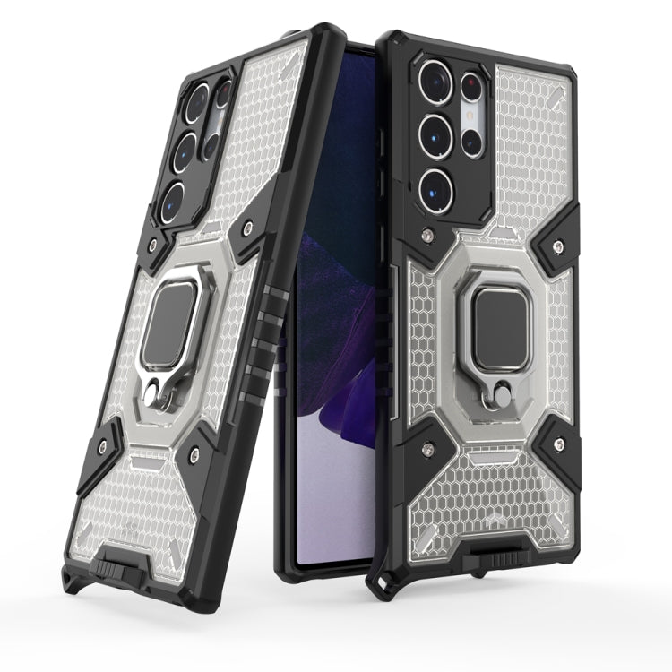 For Samsung Galaxy S22 Ultra 5G Space PC+TPU Ring Holder Protective Phone Case