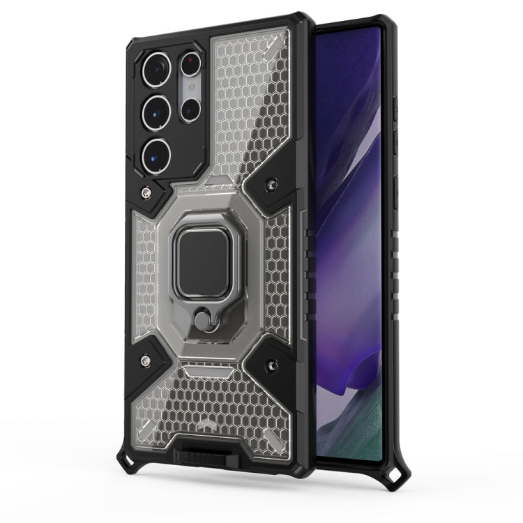 For Samsung Galaxy S22 Ultra 5G Space PC+TPU Ring Holder Protective Phone Case