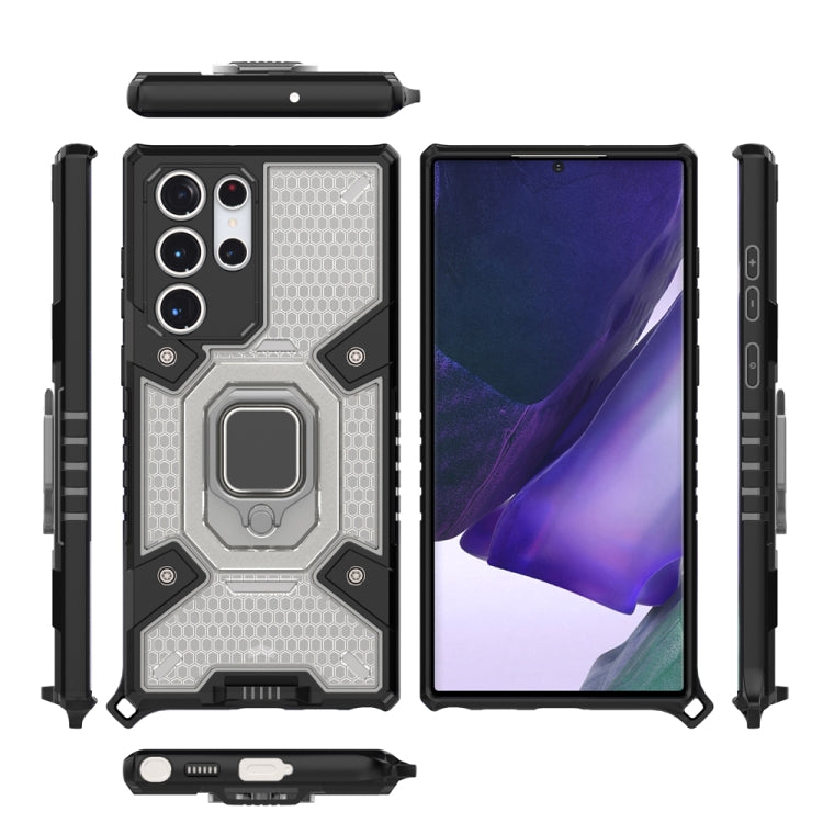 For Samsung Galaxy S22 Ultra 5G Space PC+TPU Ring Holder Protective Phone Case