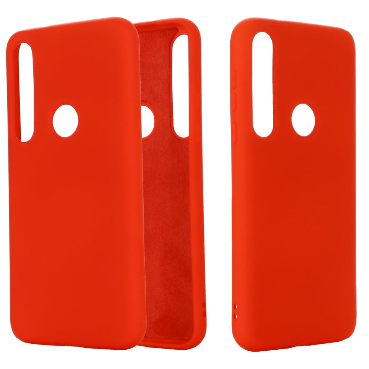 For Motorola G8 Plus Solid Color Liquid Silicone Shockproof Coverage Case